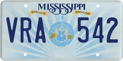 MS license plate VRA542