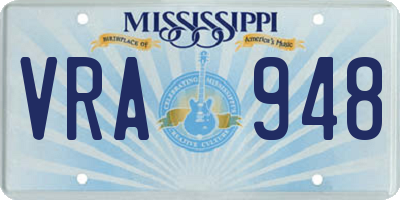MS license plate VRA948