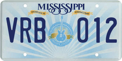 MS license plate VRB012