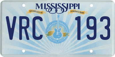 MS license plate VRC193