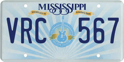 MS license plate VRC567