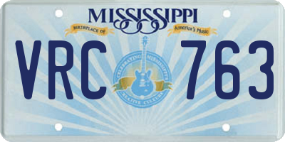 MS license plate VRC763