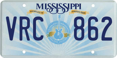 MS license plate VRC862
