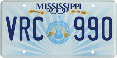 MS license plate VRC990