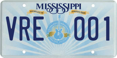 MS license plate VRE001