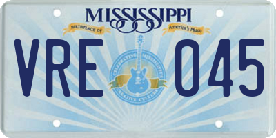 MS license plate VRE045