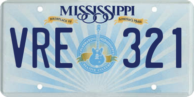 MS license plate VRE321