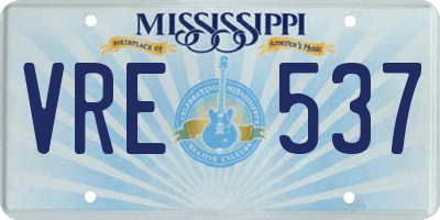 MS license plate VRE537