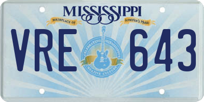 MS license plate VRE643