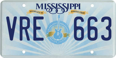 MS license plate VRE663