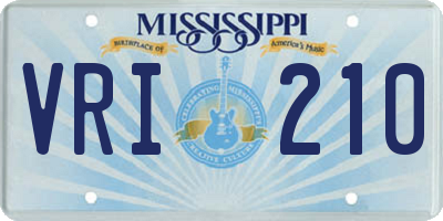 MS license plate VRI210