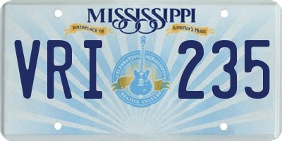MS license plate VRI235