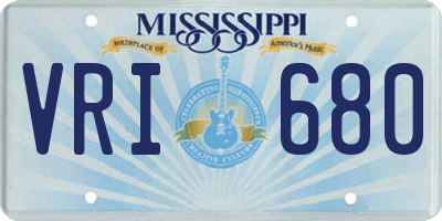 MS license plate VRI680