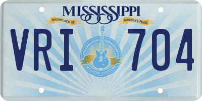 MS license plate VRI704