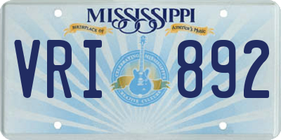 MS license plate VRI892