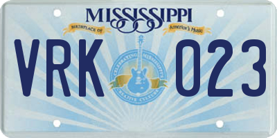 MS license plate VRK023