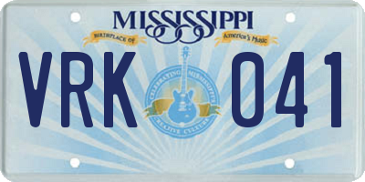 MS license plate VRK041