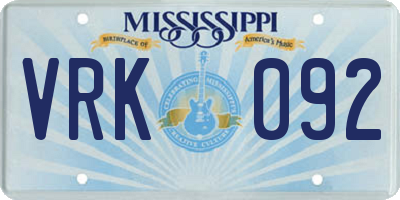 MS license plate VRK092