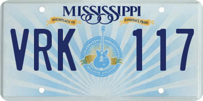MS license plate VRK117