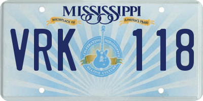 MS license plate VRK118