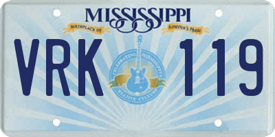 MS license plate VRK119