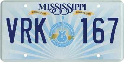 MS license plate VRK167