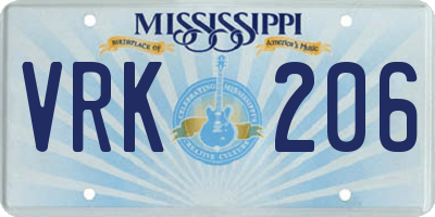 MS license plate VRK206