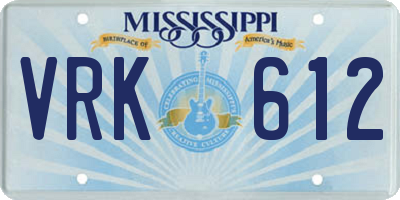 MS license plate VRK612