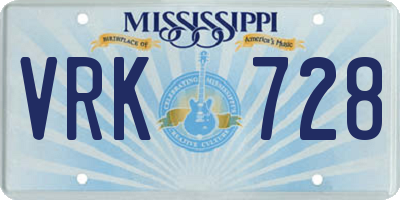 MS license plate VRK728