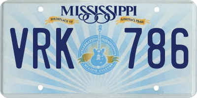 MS license plate VRK786