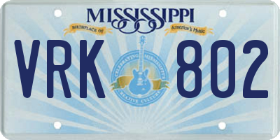 MS license plate VRK802