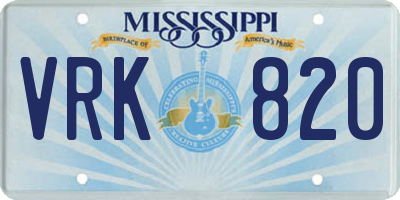 MS license plate VRK820