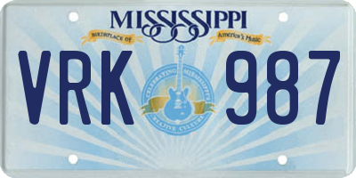 MS license plate VRK987
