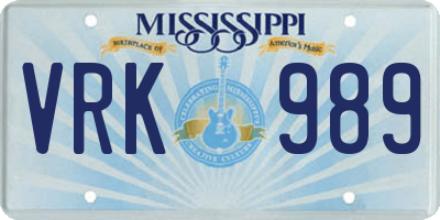 MS license plate VRK989