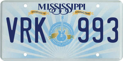 MS license plate VRK993