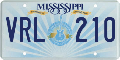 MS license plate VRL210