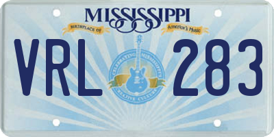 MS license plate VRL283
