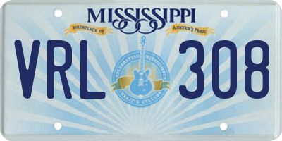 MS license plate VRL308