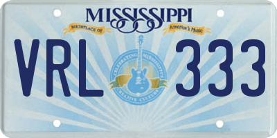 MS license plate VRL333