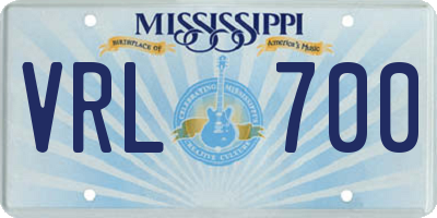 MS license plate VRL700