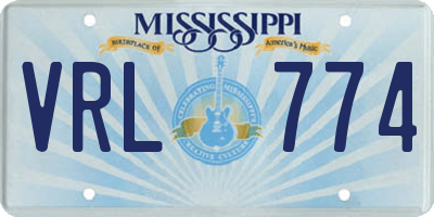 MS license plate VRL774