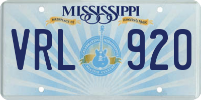 MS license plate VRL920