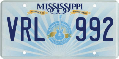 MS license plate VRL992