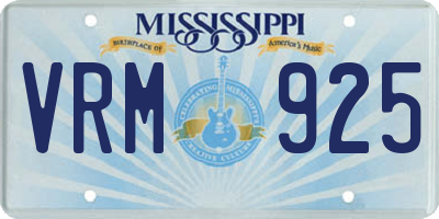 MS license plate VRM925