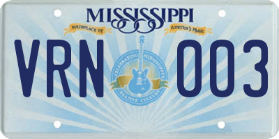 MS license plate VRN003