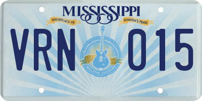 MS license plate VRN015