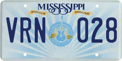 MS license plate VRN028