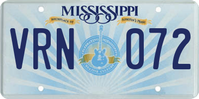 MS license plate VRN072
