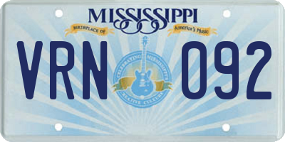 MS license plate VRN092