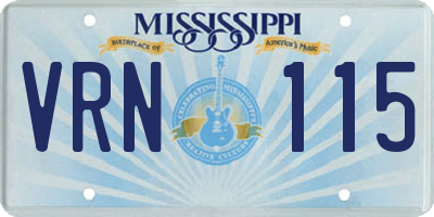 MS license plate VRN115